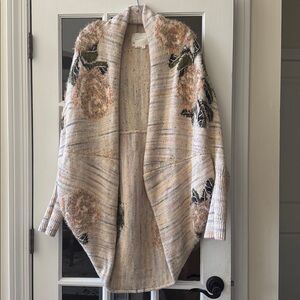 Anthropologie Floral Knit Open Cardigan
